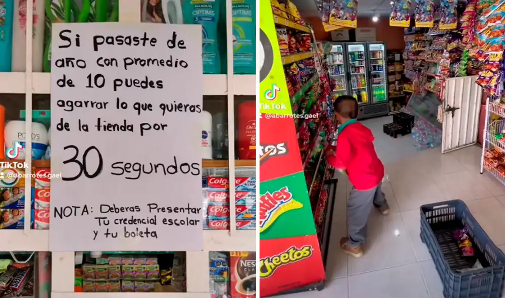 Los niños fueron los más felices al tomar lo que querían por 30 segundos. Foto: composición LR/@Abarrotes.Gael/TikTok Los niños fueron los más felices al tomar lo que querían por 30 segundos. Foto: composición LR/@Abarrotes.Gael/TikTok