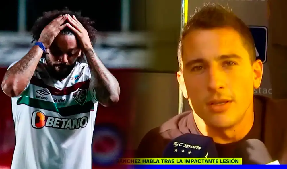 Marcelo se fue expulsado tras la falta que cometió contra Luciano Sánchez. Foto: composición LR/TyC Sports/EFE - Video: ESPN