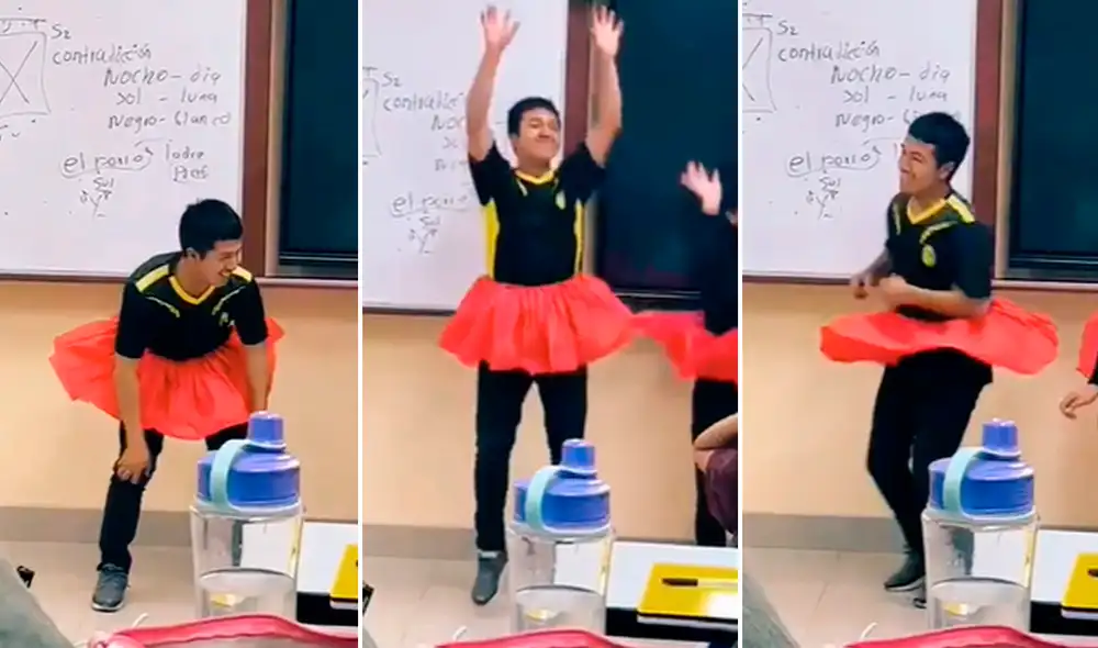 Los usuarios aplaudieron al muchacho por realizar una curiosa presentación junto a sus compañeras. Foto: composición LR/TikTok/@Melany1405