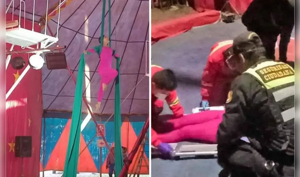 Trapecista cae mientras trabajaba en un circo en Arequipa. Foto: composición LR/cortesía Trapecista cae mientras trabajaba en un circo en Arequipa. Foto: composición LR/cortesía