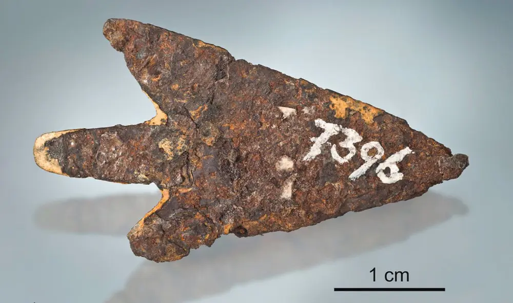 Punta de flecha encontrada en Morigen. Foto: Thomas Schüpbach / B.A. Hofmann et al.
