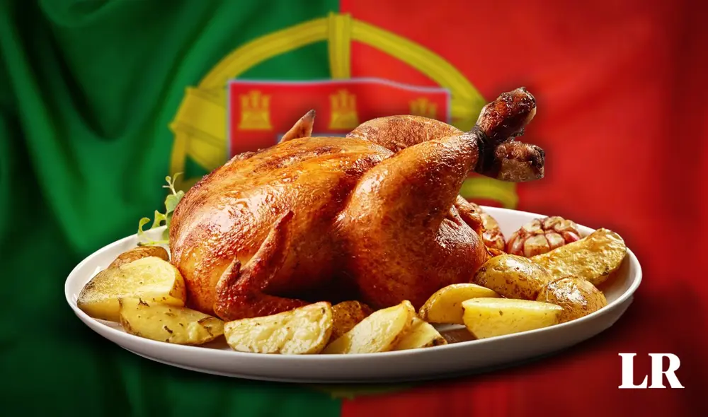 El frango assado se suele servir con papas fritas como el pollo a la brasa. Foto: composición LR - Jazmín Ceras