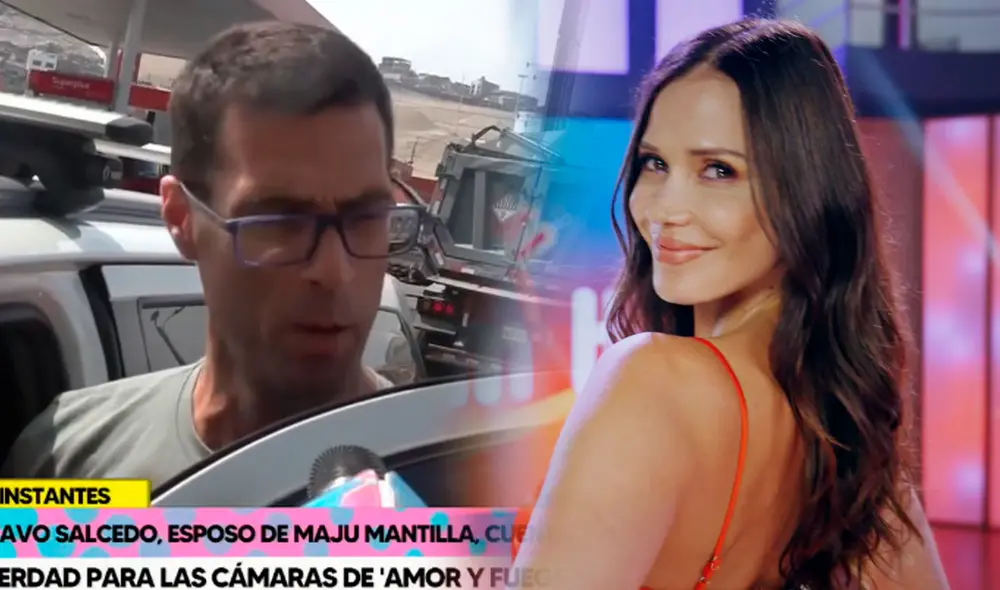 ¿Olvidaron ampay? Gustavo Salcedo dijo a 'Amor y fuego' que se iba de viaje con Maju Mantilla. Foto: captura/Willax/difusión
