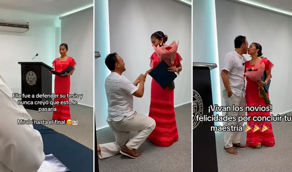 El público que se encontraba en el instante de la propuesta de matrimonio los aplaudió. Foto: composición LR/TikTok/@unimodelomid El público que se encontraba en el instante de la propuesta de matrimonio los aplaudió. Foto: composición LR/TikTok/@unimodelomid