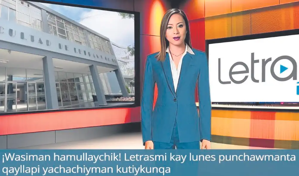 Novedoso proyecto. Docentes de la UNMSM presentaron a Illariy, la primera conductora de noticias en quechua creada con IA. Foto: difusión