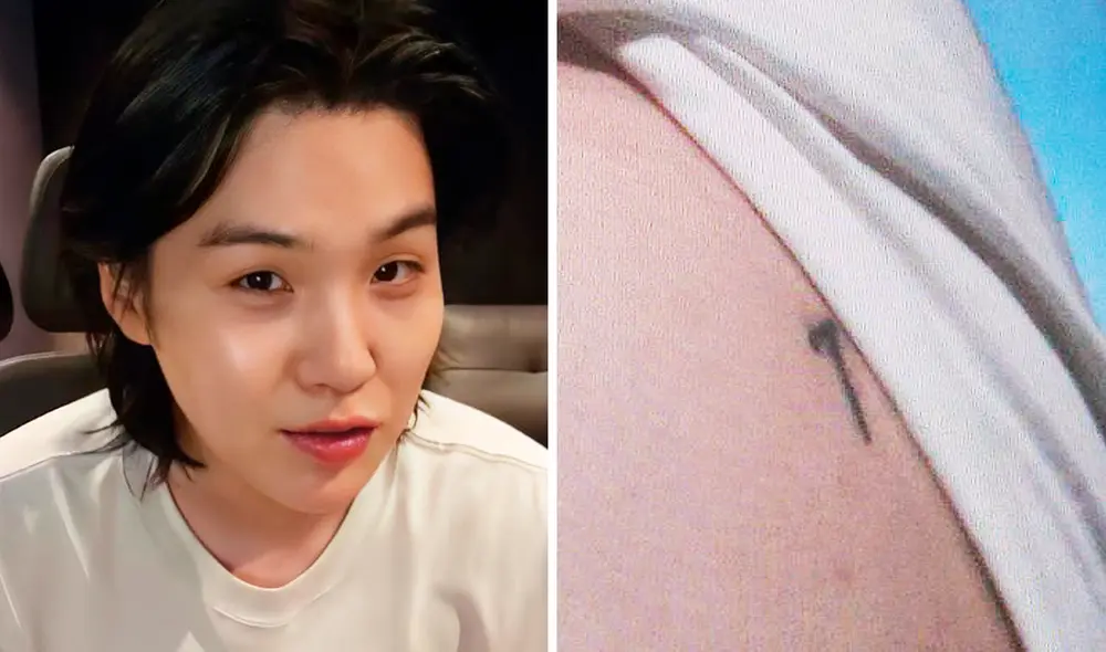 BTS: Suga reveló la ubicación exacta de su tatuaje de la amistad. Foto: composición LR/Weverse Live/Twitter