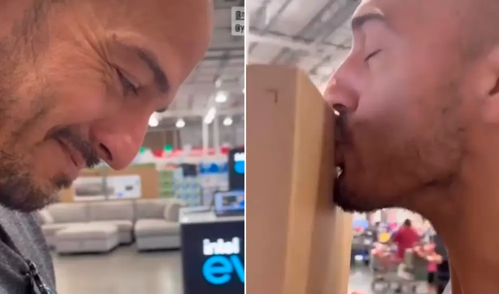 El maestro se emocionó hasta las lágrimas luego de comprar su laptop al lado de su esposa. Foto y video: @mimaincuba/Instagram El maestro se emocionó hasta las lágrimas luego de comprar su laptop al lado de su esposa. Foto y video: @mimaincuba/Instagram