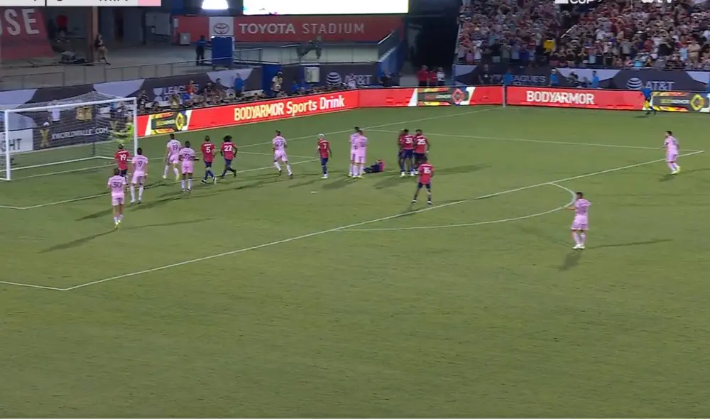 Lionel Messi anoto su doblete ante Dallas. Foto: captura Leagues Cup TV