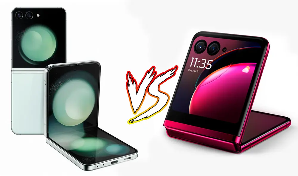 Samsung Galaxy Z Flip 5 a la izquierda y el Motorola Razr 40 a la derecha. Foto: Composición LR / Samsung / Motorola
