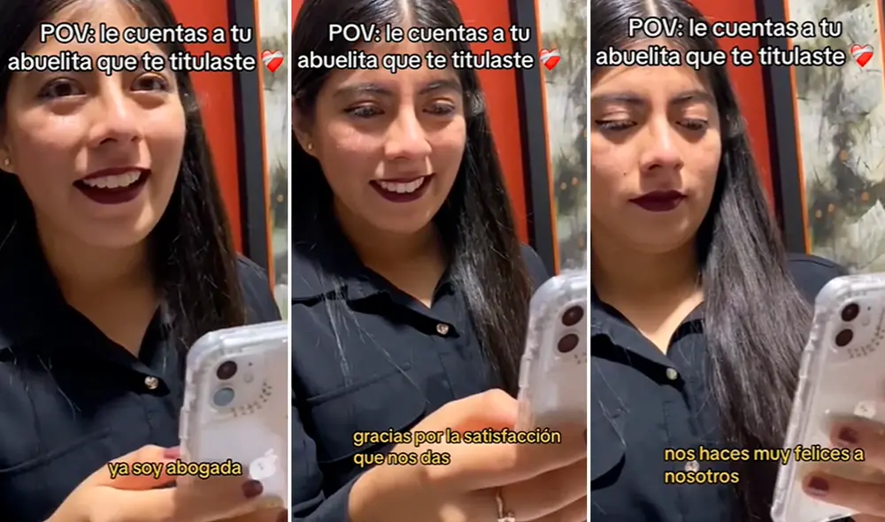 La joven se emocionó al escuchar las palabras de su abuelita. Foto: composición LR/TikTok/@ysabella.yill