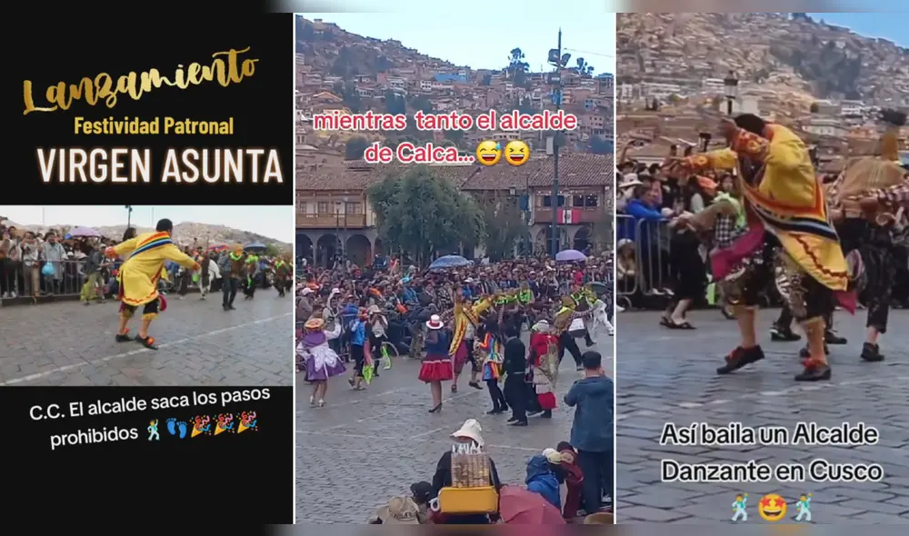 Alcalde de Calca se luce bailando danza de su tierra. Foto: composición LR/@costumbresdelcusco/@municalca/@ecarazas18/TikTok