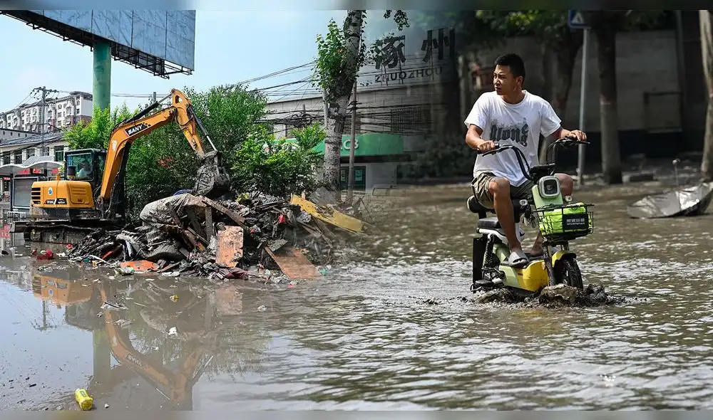 La región norte de China está viviendo un devastador temporal de lluvias jamás antes visto en los últimos años.Foto: composición LR/AFP - Video: RTVE/YouTube