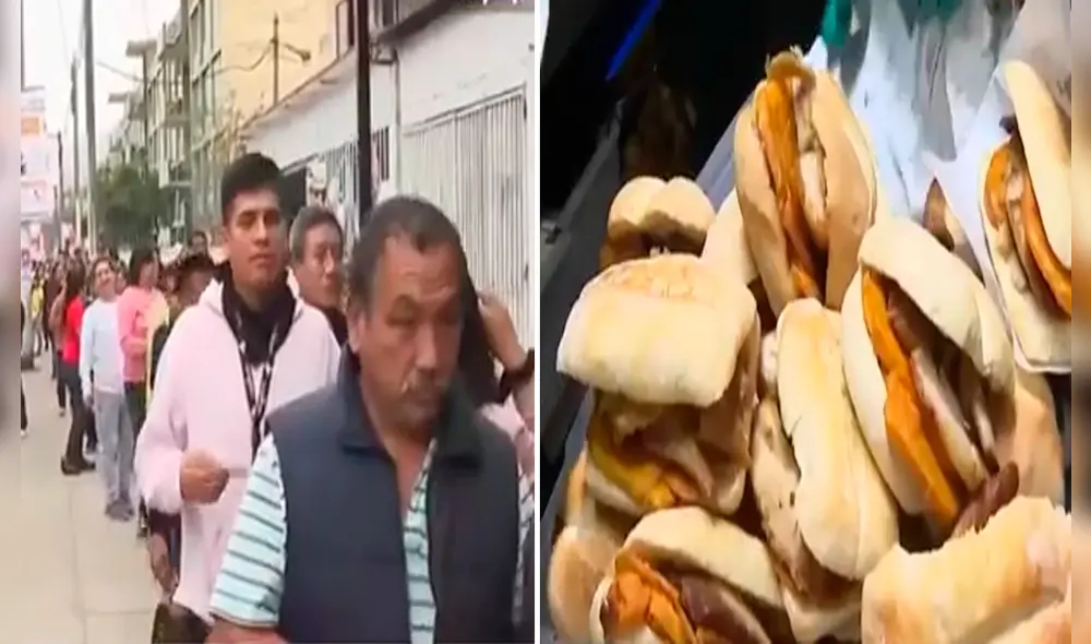 Ofrecen pan con chicharrón a 1 sol hasta agotar el stock de 300 unidades. Foto: composición LR/captura de Latina - Video: Latina