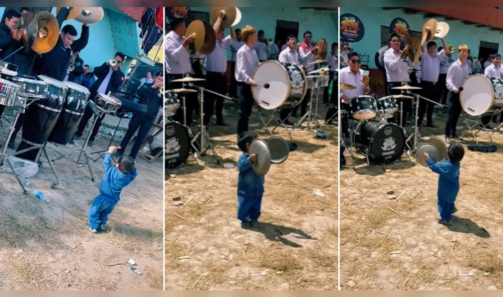 Niño comenzó a tocar con las tapas de las ollas. Foto: composición LR/@fralsebe - Video: @fralsebe