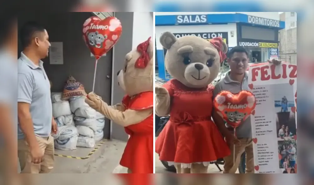 Hombre quedó asombrado con la sorpresa de su pareja. Foto y video: Página del Oso Hombre quedó asombrado con la sorpresa de su pareja. Foto y video: Página del Oso