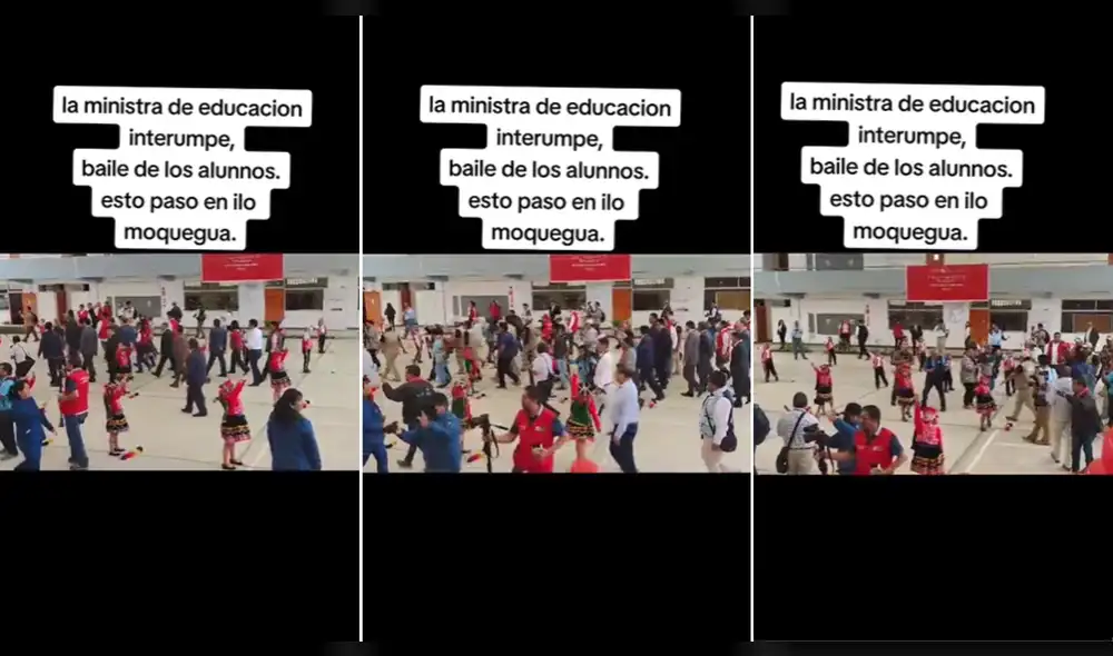 Titular del Minedu no tuvo reparos en pasar por medio de actuación escolar. Foto: composición LR/capturas de TikTok/@Frankra1987 - Video: @Frankra1987/TikTok