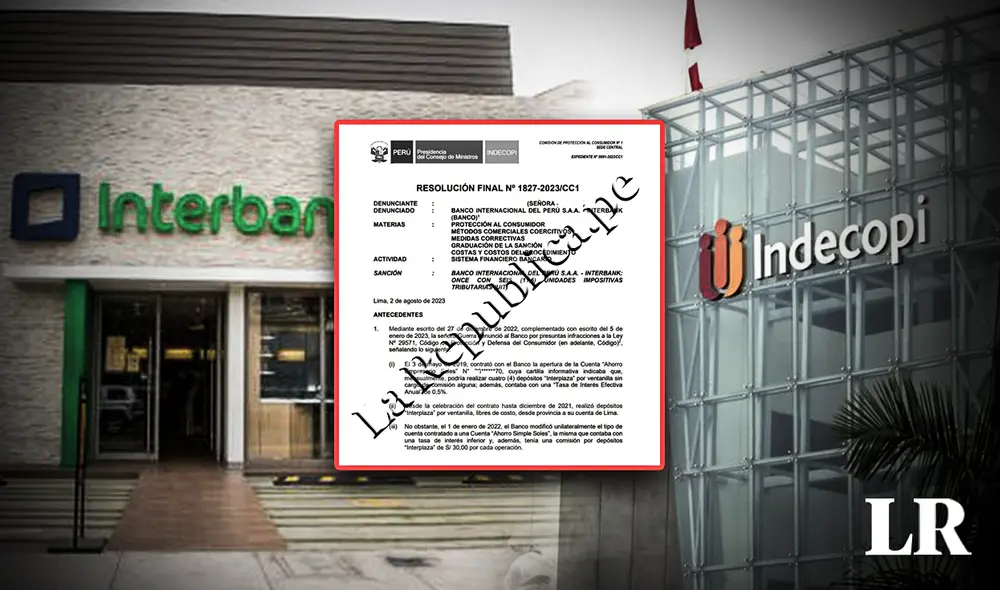 Interbank deberá devolver las comisiones cobradas indebidamente y los gastos que implicó el procedimiento de demanda. Foto: Fabrizio Oviedo/ComposiciónLR Interbank deberá devolver las comisiones cobradas indebidamente y los gastos que implicó el procedimiento de demanda. Foto: Fabrizio Oviedo/ComposiciónLR