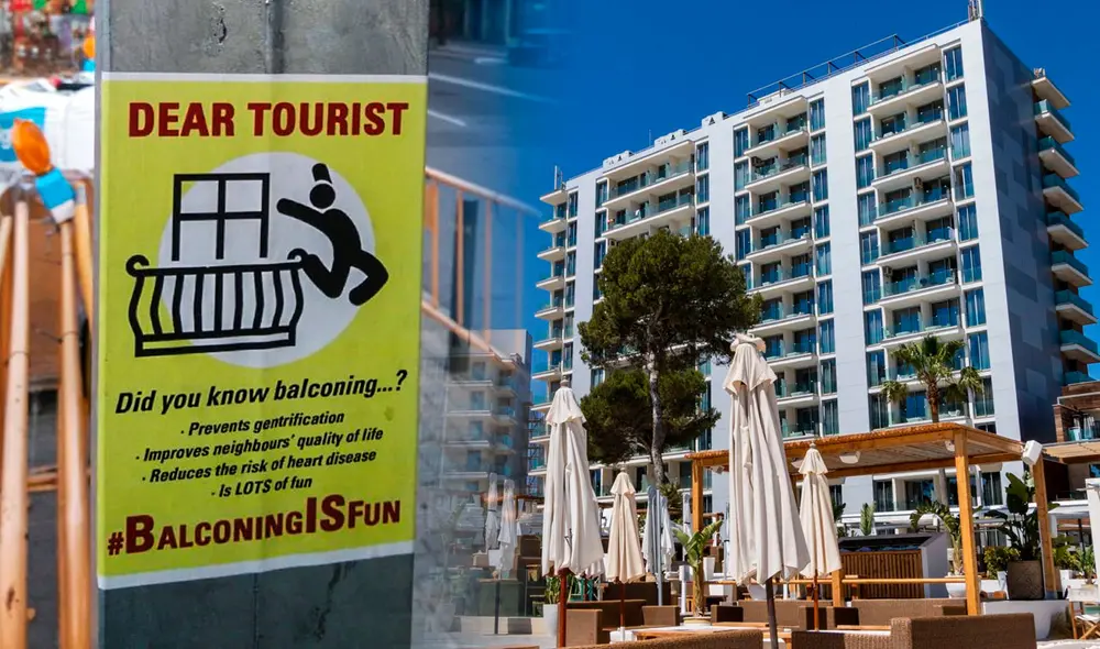El balconing consiste en lanzarse desde un balcón a otro o a una piscina. Foto: composición LR/El Nacional/El Español - Video: Miguel ASSAL/YouTube El balconing consiste en lanzarse desde un balcón a otro o a una piscina. Foto: composición LR/El Nacional/El Español - Video: Miguel ASSAL/YouTube