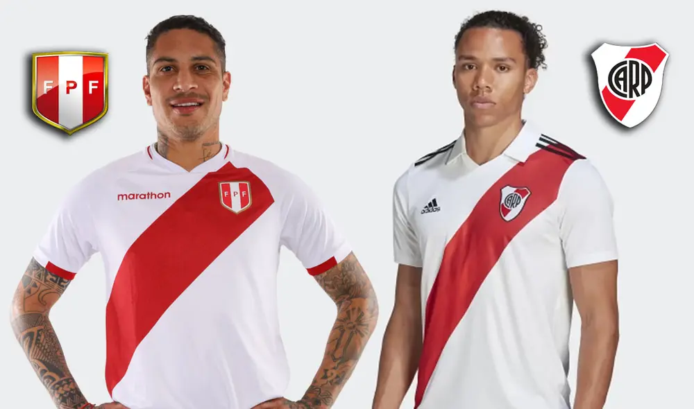 Las camisetas de la Blanquirroja y River Plate comparten los mismos colores: rojo y blanco. Foto: composición LR/FPF Las camisetas de la Blanquirroja y River Plate comparten los mismos colores: rojo y blanco. Foto: composición LR/FPF