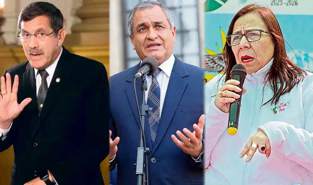 Jorge Chávez, ministro de Defensa, Vicente Romero, titular del Interior y Nelly Paredes, ministra de Agricultura. Foto: difusión