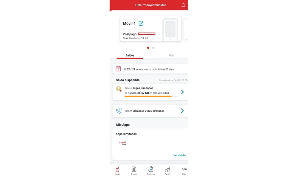 Con estos pasos podrás consultar tu saldo en Claro. Foto: Comunidad Claro - Claro Perú