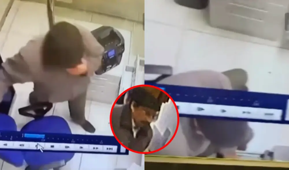 De acuerdo con las imágenes de las cámaras del banco, el ladrón ingresó y analizó los movimientos de todos los trabajadores. Foto: composición LR/difusión - Video: América