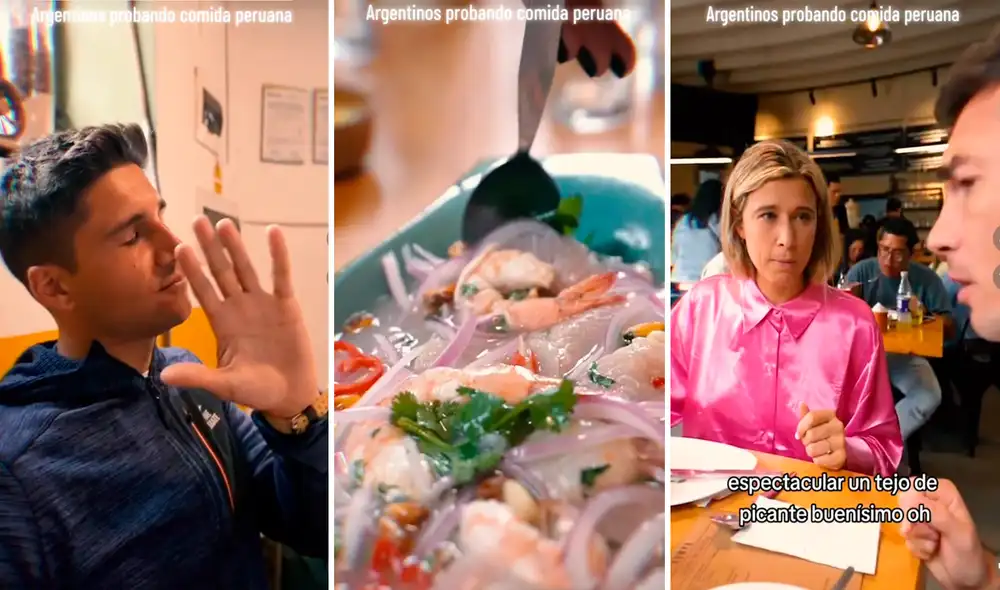 Los turistas se mostraron muy complacidos al probar la comida peruana. Foto: composición LR/@Candeleroo/TikTok Los turistas se mostraron muy complacidos al probar la comida peruana. Foto: composición LR/@Candeleroo/TikTok