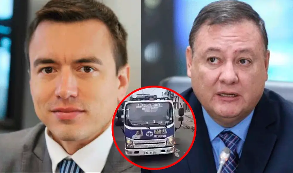 El Ministro del Interior, Juan Zapata, descartó un ataque armado en contra del candidato Daniel Noboa. Foto: composición LR/Ecuavisa El Ministro del Interior, Juan Zapata, descartó un ataque armado en contra del candidato Daniel Noboa. Foto: composición LR/Ecuavisa