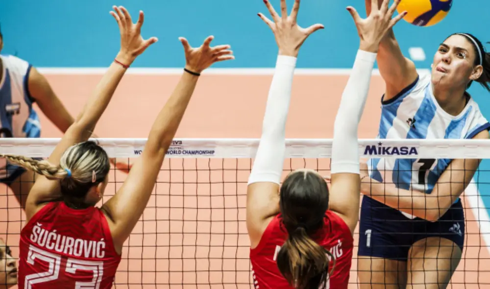 Argentina obtuvo su primera victoria en el Mundial de Vóley Sub-21. Foto: FEVA
