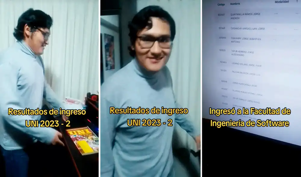 El cachimbo se sentía muy feliz por su ingreso a la UNI. Foto: composición de LR/@Orlandotaruma/TikTok