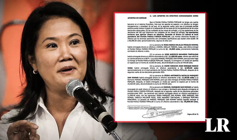 Fuerza Popular calificó ante ONPE como “aportante en especie” a quienes dieron dinero en efectivo para campaña del partido naranja. Foto: composición de Fabrizio Oviedo/ La República/Ojo Público Fuerza Popular calificó ante ONPE como “aportante en especie” a quienes dieron dinero en efectivo para campaña del partido naranja. Foto: composición de Fabrizio Oviedo/ La República/Ojo Público