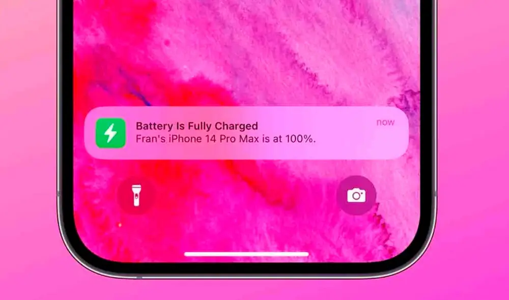 Te llegará esta notificación en tu iPhone cuando haya cargado. Foto: Andro4all