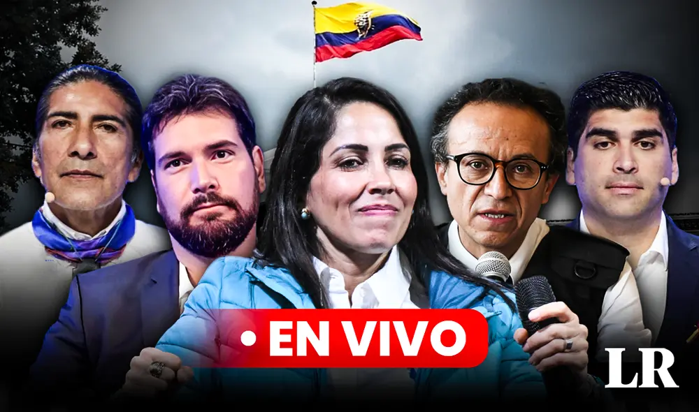 La candidata presidencial Luisa González lidera las encuestas por ligera diferencia frente a los otros postulantes. Foto: composición de Fabrizio Oviedo/AFP