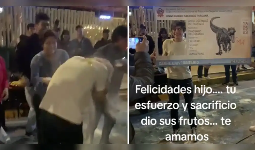 Le echaron harina y huevos por ingresar a la UNI. Foto: composición LR/TikTok/@walterdavidhs Le echaron harina y huevos por ingresar a la UNI. Foto: composición LR/TikTok/@walterdavidhs