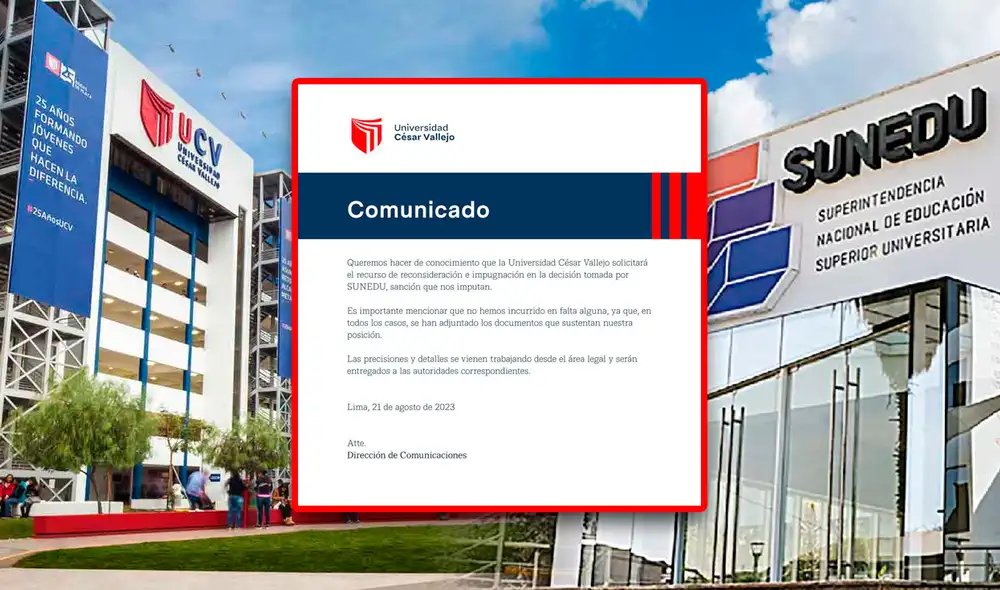 La institución pide que se reconsidere la decisión tomada por la Sunedu. Foto: composición de Fabrizio Oviedo/La República/UCV/Sunedu La institución pide que se reconsidere la decisión tomada por la Sunedu. Foto: composición de Fabrizio Oviedo/La República/UCV/Sunedu