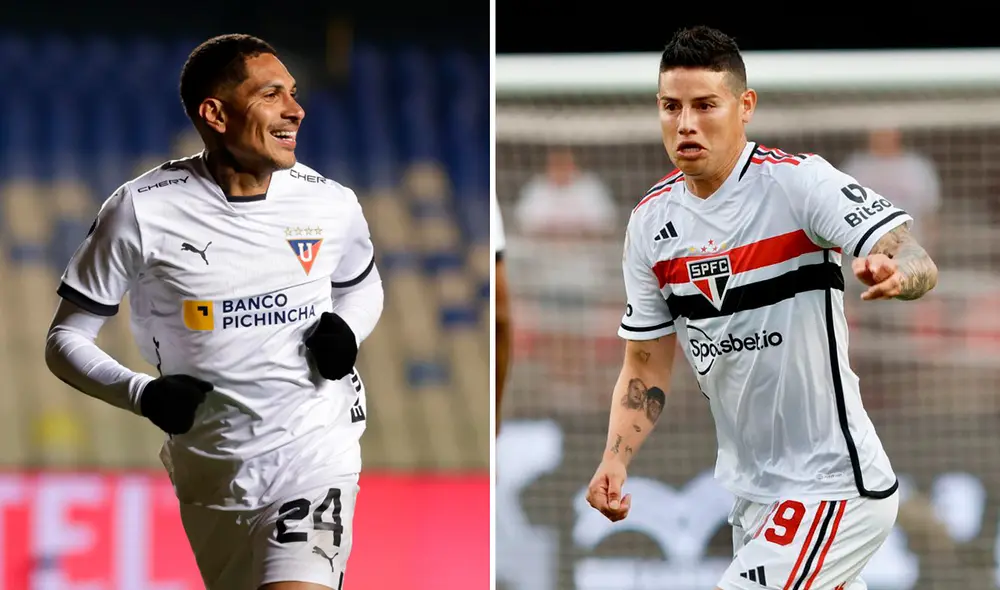 Paolo Guerrero y James Rodríguez son dos de los jugadores más experimentados en LDU y Sao Paulo, respectivamente. Foto: composición de LR/EFE