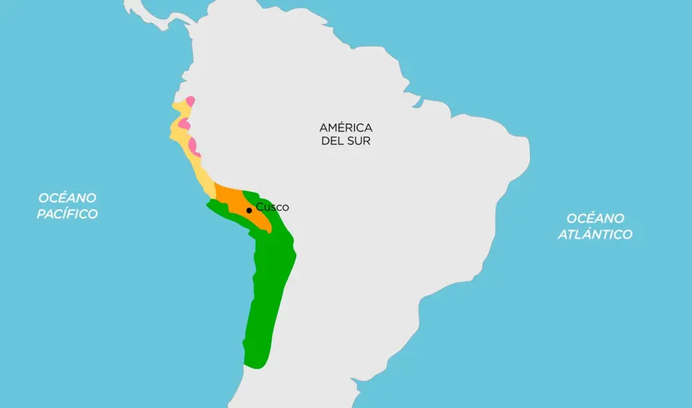 Esta fue la extensión territorial del Tahuantinsuyo en América del Sur. Foto: Enciclopedia Humanidades Esta fue la extensión territorial del Tahuantinsuyo en América del Sur. Foto: Enciclopedia Humanidades