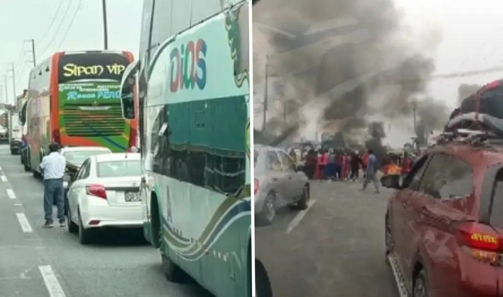Ciudadanos bloquearon la carretera Panamericana Norte a la altura del kilómetro 87. Foto: composición LR/captura/Rotafono - Video: Rotafono