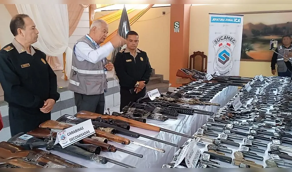 Frente Policial Ica incautó las armas de fuego. Foto: Jaime Fernández Frente Policial Ica incautó las armas de fuego. Foto: Jaime Fernández