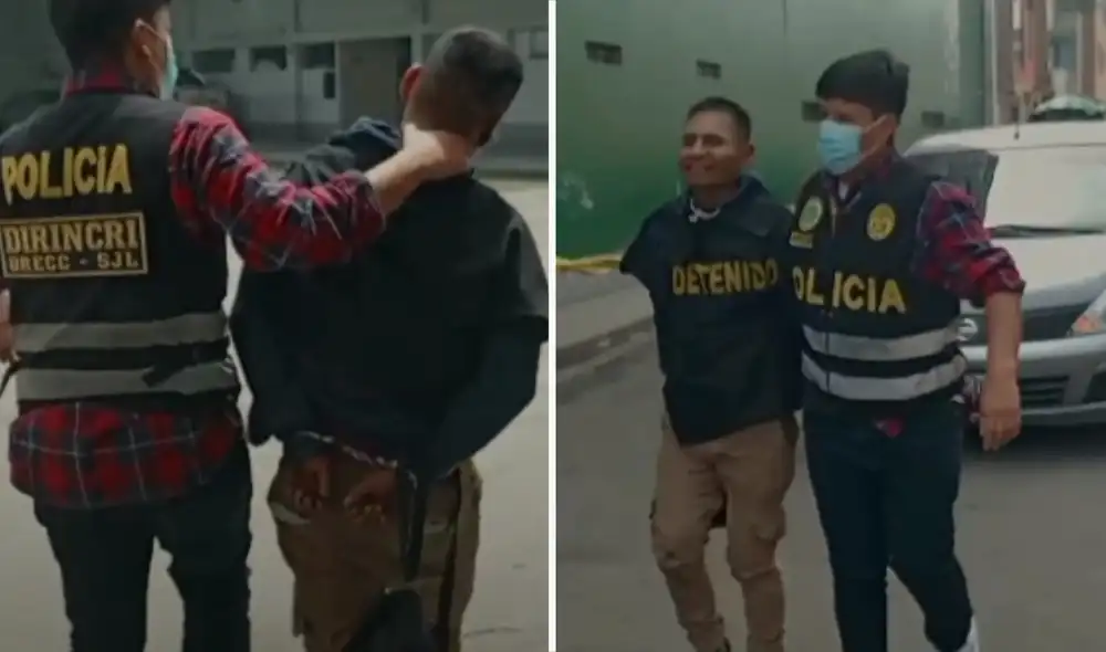 Este sujeto no dejaba de reírse de las autoridades mientras era trasladado a la Depincri de SJL. Foto: composición LR / captura RPP / video: RPP Este sujeto no dejaba de reírse de las autoridades mientras era trasladado a la Depincri de SJL. Foto: composición LR / captura RPP / video: RPP