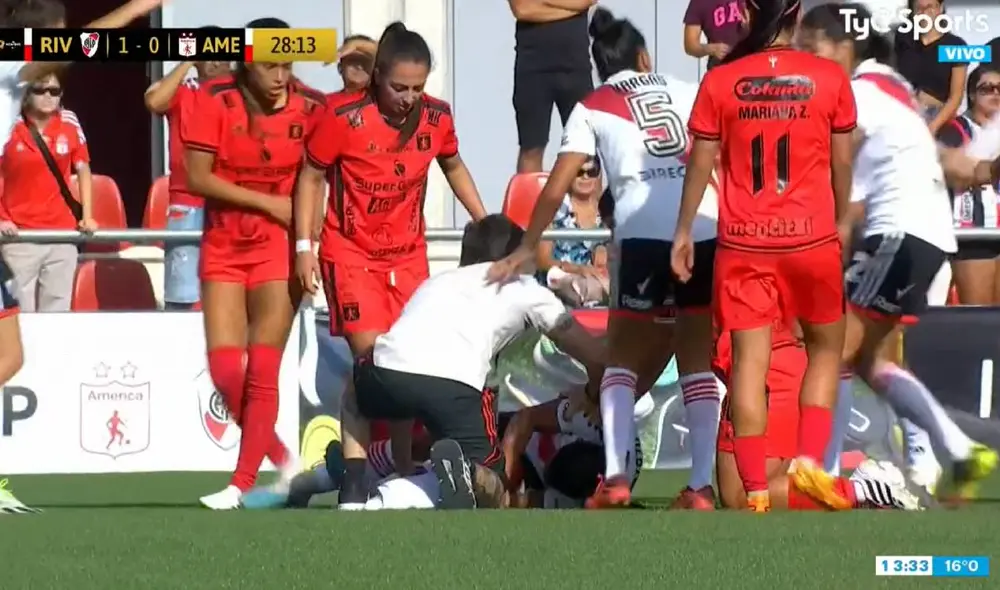 El partido se suspendió a los 28 minutos del primer tiempo. Foto: captura de TyC Sports El partido se suspendió a los 28 minutos del primer tiempo. Foto: captura de TyC Sports