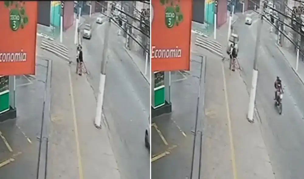 El trágico accidente quedó registrado por una cámara de seguridad. Foto: composición LR/capturas de Portal Leis &Letras - Video: Portal Leis &Letras