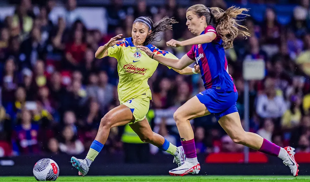 Las águilas no pudieron como locales contra Barcelona. Foto: Club América Femenil
