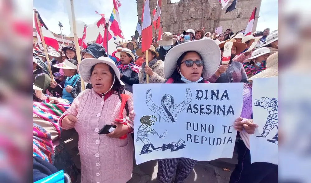 Rechazo. En Puno existe un sector de la población que no está a favor de la presidenta Boluarte y pide su dimisión.