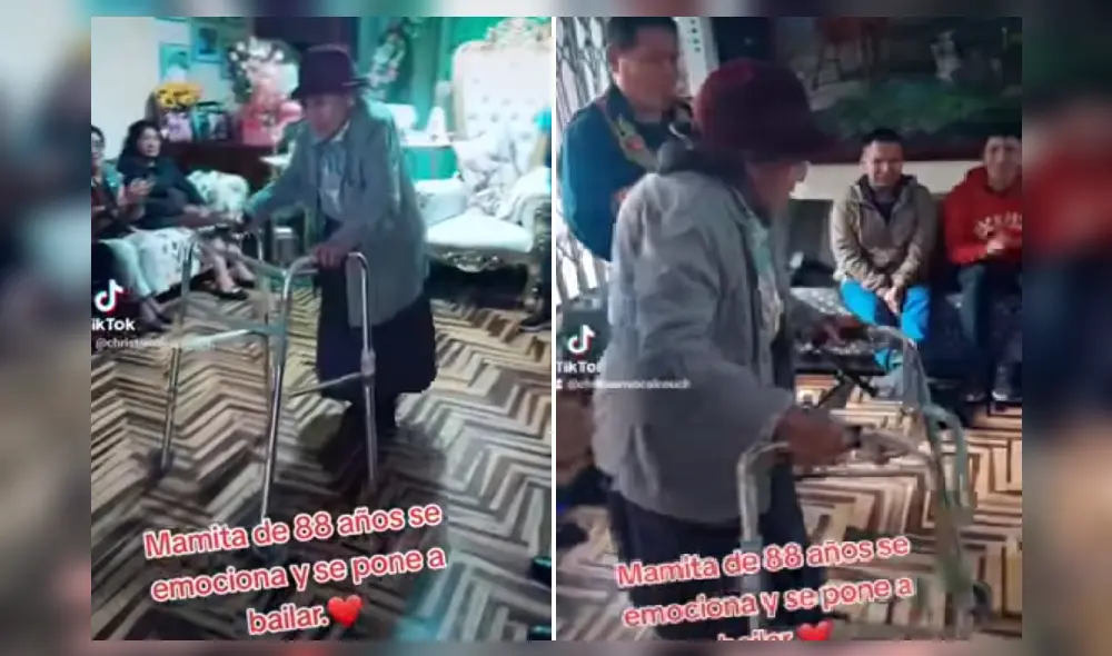Anciana sorprendió a invitados. Foto: captura/Agrupación Jazmín