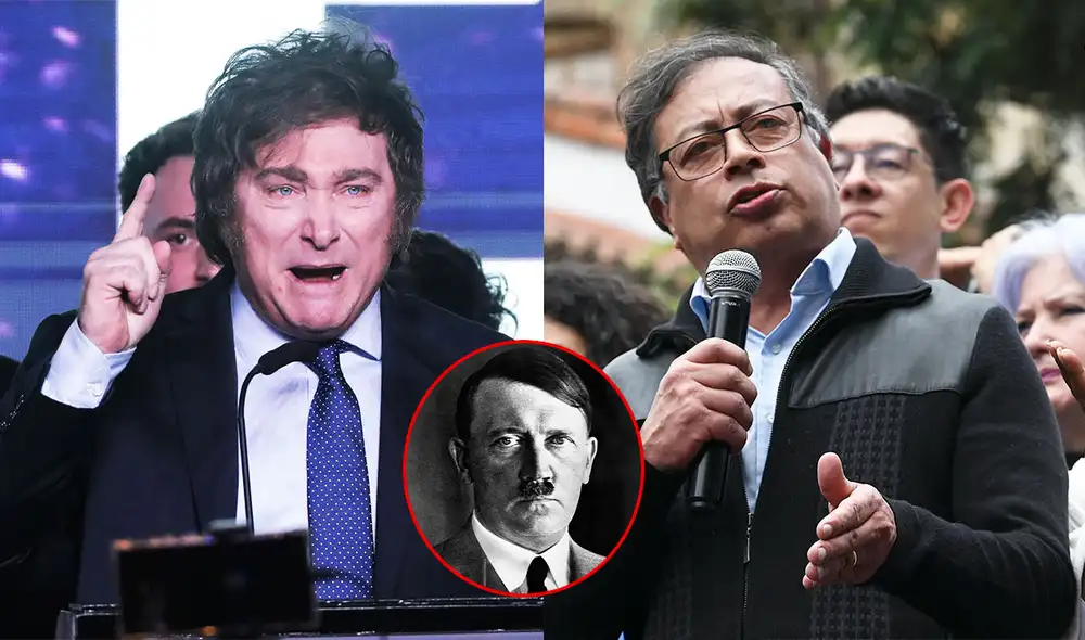 Petro consideró que las declaraciones de Milei son equiparables a las del líder nazi Adolf Hitler. Foto: composición LR/AFP Petro consideró que las declaraciones de Milei son equiparables a las del líder nazi Adolf Hitler. Foto: composición LR/AFP