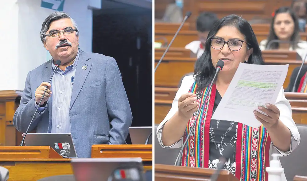 Gestores. Congresistas Álex Paredes y Katy Ugarte, enemigos de la reforma magisterial, impulsaron esta polémica norma que petardea la meritocracia. Foto: composiciónLR