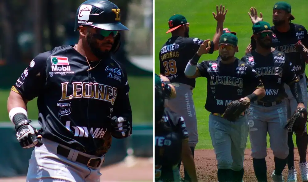 Anthony García coronó la victoria de los Leones de Yucatán con un jonrón en el 8vo inning. Foto: composición LR / Leones de Yucatán