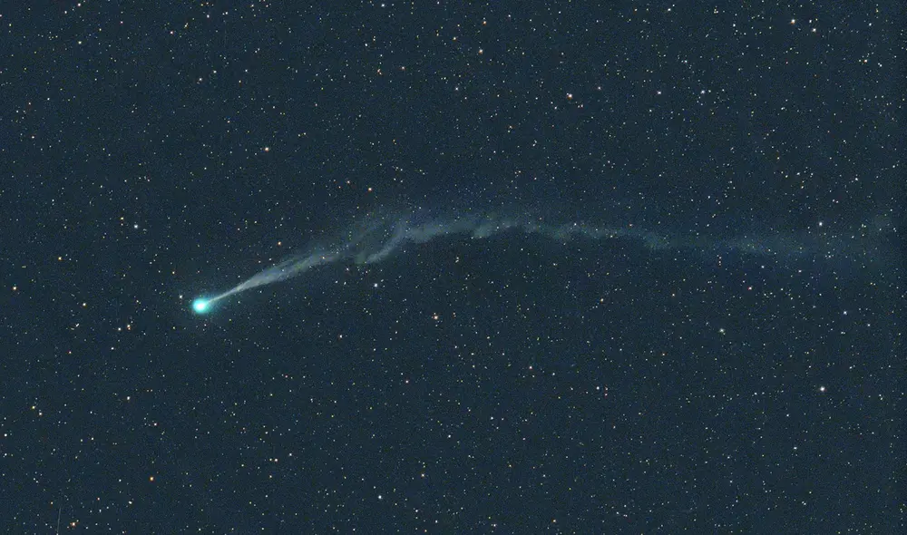 Cometa Nishimura, captado el 2 de septiembre de 2023 con un telescopio de 11 pulgadas y 8 tomas de 20 segundos cada una. Foto: Michael Jager