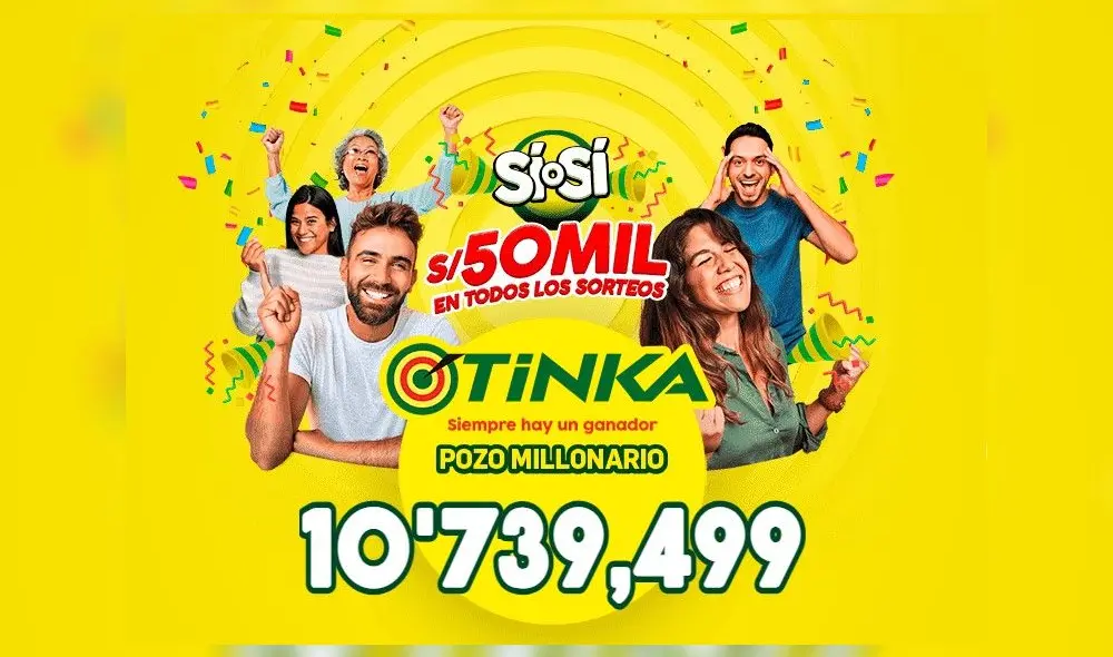El pozo millonario de La Tinka es de 10.739.499 y tú podrías ser uno de los ganadores. Foto: La Tinka El pozo millonario de La Tinka es de 10.739.499 y tú podrías ser uno de los ganadores. Foto: La Tinka
